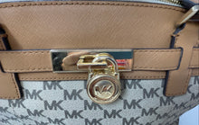 Load image into Gallery viewer, Michael Kors Womens Brown And Beige Signature Print Zipper Hamilton Satchel Bag
