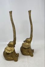 Load image into Gallery viewer, Set Of 2 Pcs Gold-Tone Solid Brass Decorative Elephant Trunk Up Figurines