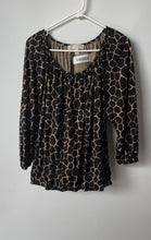 Load image into Gallery viewer, Michael Kors Womens Black Beige Giraffe Print Long Sleeve Blouse Top Size XL