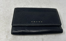 Load image into Gallery viewer, Fossil Womens Black Leather ID Window Card Holder Flap Trifold Wallet