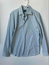 Load image into Gallery viewer, Hugo Boss Mens Light Blue Striped Print Long Sleeve Button-Up Shirt Size L