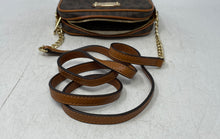 Load image into Gallery viewer, Michael Kors Womens Brown Monogram Chain Strap Zip Top Jet Set Crossbody Bag