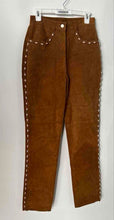 Load image into Gallery viewer, Ripple Creek Womens Brown Leather Flat Front Straight Leg Ankle Pants Size M