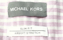 Load image into Gallery viewer, Michael Kors Mens Multicolor Check Print Slim-Fit Long Sleeve Dress Shirt Size M