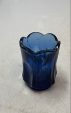 Load image into Gallery viewer, Vintage Cobalt Blue Pressed Glass Scalloped Edge Toothpick Holder