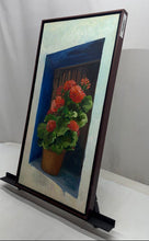 Load image into Gallery viewer, Depicting Red Geraniums In A Pot Still Life Vibrant Original Framed Oil Painting