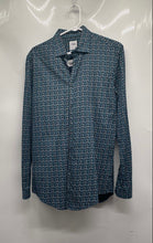 Load image into Gallery viewer, Zara Mens Blue Printed Long Sleeve Button-Up Shirt Size Medium