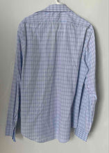 Load image into Gallery viewer, Calvin Klein Mens White Blue Plaid Cotton Slim Fit Non-Iron Dress Shirt Size L