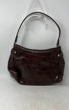 Load image into Gallery viewer, Liz Claiborne Womens Brown Croc Embossed Leather Inner Pocket Shoulder Bag