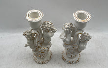 Load image into Gallery viewer, White And Gold Porcelain Cherub Figures Candlestick Holders Set Of 2 Pcs