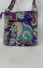 Load image into Gallery viewer, Vera Bradley Womens Purple Floral Quilted Crossbody Handbag With Wristlet Wallet