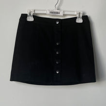 Load image into Gallery viewer, Zara Trafaluc Womens Black Faux Suede Front Button Mini Skirt Size Medium