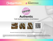 Load image into Gallery viewer, Authentic Tory Burch Womens White Brown Wedge Thong Sandals Size 6M Damaged
