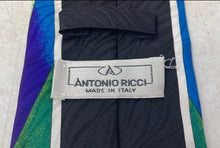 Load image into Gallery viewer, Antonio Ricci Mens Multicolor Printed Silk Keeper Loop Adjustable Pointed Tie