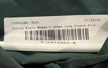 Load image into Gallery viewer, Calvin Klein Womens Green Long Sleeve Collared Button-Up Shirt Size Medium