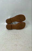 Load image into Gallery viewer, Franco Sarto Womens Silver Leather Block Heel Ankle Strap Sandals Size 6.5
