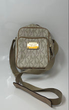 Load image into Gallery viewer, Michael Kors Womens Beige Signature Print Adjustable Strap Crossbody Handbag