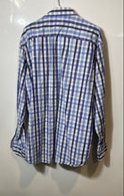 Load image into Gallery viewer, Bugatchi Uomo Mens Blue White Plaid Cotton Long Sleeve Button-Up Shirt Size XXL