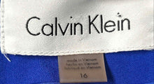 Load image into Gallery viewer, Calvin Klein Womens Blue Long Sleeve Peak Lapel One-Button Blazer Size 16