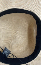 Load image into Gallery viewer, Vince Camuto Womens White Beige Paper Straw Ribbon Band Wide Brim Sun Hat