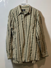 Load image into Gallery viewer, Boss Hugo Boss Mens Green Cream Striped Printed Button-Up Shirt Size Large