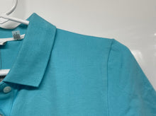 Load image into Gallery viewer, DKNYC Womens Turquoise Blue Short Sleeve Collared Golf Polo Shirt Size S