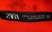 Load image into Gallery viewer, Zara Womens Red Long Sleeve Collared Button-Up Shirt Dress Size XL