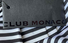Load image into Gallery viewer, Club Monaco Womens Black White Striped Silk Helen Chemise Blouse Top Sz L w/ Tag