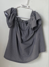Load image into Gallery viewer, Armani Exchange Womens Black White Gingham Off The Shoulder Ruffle Blouse Top L