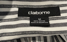Load image into Gallery viewer, Claiborne Mens Gray Striped Short Sleeve Collared Button-Up Shirt Size Medium