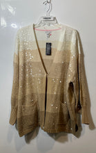Load image into Gallery viewer, Isaac Mizrahi Womens Beige Brown Sequin Long Sleeve Cardigan Sweater 2XP W/Tag