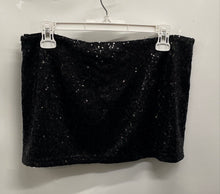 Load image into Gallery viewer, Bebe Womens Black Sequin Side Zip Party Cocktail Mini Skirt Size M With Tag