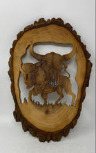 Load image into Gallery viewer, Vintage Wooden Bison Carved Buffalo & Steer skull Wall Hanging