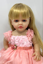 Load image into Gallery viewer, Blonde Hair Blue Eyes Little Girl Play Doll In Pink Dress For Girls