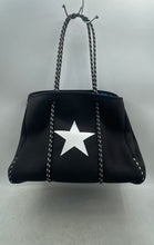 Load image into Gallery viewer, Dallas Hill Womens Black White Star Print Perforated Tote Bag With Wallet