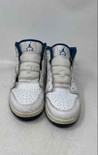Load image into Gallery viewer, Nike Boys Air Jordan 1 Mid SE White Blue Lace-Up Sneakers Shoes Size 7Y No Laces