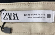 Load image into Gallery viewer, Zara Womens Beige Leather Flat Front Pockets Regular Fit Trouser Pants Size 8