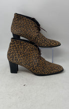Load image into Gallery viewer, Pepe Jimenez Womens Brown Leopard Lace-Up Block Heel Ankle Booties Size 9M