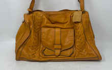 Load image into Gallery viewer, Jessica Simpson Womens Mustard Leather Side Woven Double Handle Shoulder Purse
