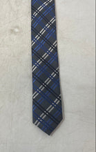 Load image into Gallery viewer, Van Heusen Studio Mens Blue Plaid Silk Keeper Loop Adjustable Pointed Tie