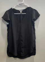 Load image into Gallery viewer, H&M Womens Black Short Flutter Sleeve V-Neck Regular Fit Blouse Top Size 4