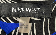 Load image into Gallery viewer, Nine West Womens Blue Printed Sleeveless Back Zip A-Line Dress Size 8