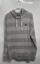 Load image into Gallery viewer, DC Shoes Mens Gray Striped Long Sleeve Pockets Pullover Hoodie Size Large