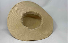 Load image into Gallery viewer, Vince Camuto Womens Beige Wide Brim Brown Ribbon Adjustable Straw Hat One Size