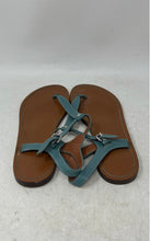 Load image into Gallery viewer, Coach Womens Light Blue Brown Leather Flat Thong Sandals Size 8.5