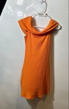 Load image into Gallery viewer, H&M Womens Orange Ribbed Knitted Off The Shoulder Bodycon Dress Size S