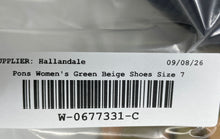 Load image into Gallery viewer, Pons Womens Green Beige Leather Peep Toe Ankle Strap Sandals Size 7