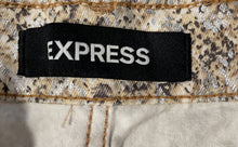 Load image into Gallery viewer, Express Womens Beige Silver Snakeskin Print Mid Rise Skinny Leg Jeans Size 00S