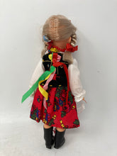 Load image into Gallery viewer, Vintage European Souvenir Blonde Blue Eyes Fashion Doll With Outfit