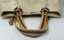 Load image into Gallery viewer, Elaine Turner Womens Beige Woven Double Handle Inner Pockets Lined Shoulder Bag